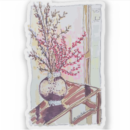 Red Plum Blossoms シール (正面)