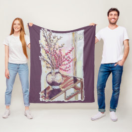 Red Plum Blossoms フリースブランケット