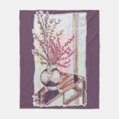 Red Plum Blossoms フリースブランケット (正面)