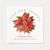Red Poinsettiaクリスマスの名前を付けてく結婚ださい スタンダードカクテルナプキン (正面)