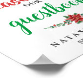 Red Poinsettiaクリスマスゲストブック結婚のサイン ポスター (角)
