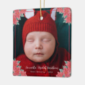 Red Poinsettiaクリスマスパーソナライズされた写真 セラミックオーナメント (左)