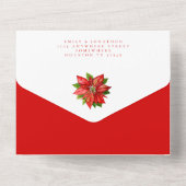 Red Poinsettiaゲストアドレス結婚クリスマス オールインワン招待状 (裏面)