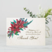 Red Poinsettiaバイブル感動的聖句クリスマス サンキューカード (スタンド正面)