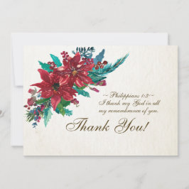 Red Poinsettiaバイブル感動的聖句クリスマス サンキューカード
