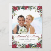 Red Poinsettiaフローラクリスマス写真ありがとう サンキューカード (正面)