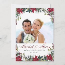 Red Poinsettiaフローラクリスマス写真ありがとう サンキューカード