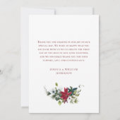 Red Poinsettiaフローラクリスマス写真ありがとう サンキューカード (裏面)