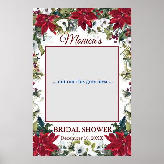 Red Poinsettiaフローラブライダルシャワーフォトプロップ ポスター (正面)