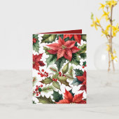 Red Poinsettia写真とフェスティバルファクトクリスマス カード (黄色い花)