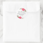 Red Poinsettia日付の保存封筒用シール ラウンドシール (バッグ)