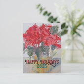 Red Poinsettia #190301 Holiday Postcard シーズンポストカード (スタンド正面)