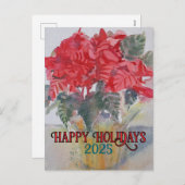 Red Poinsettia #190301 Holiday Postcard シーズンポストカード (正面/裏面)
