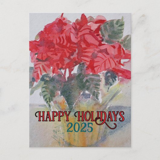 Red Poinsettia #190301 Holiday Postcard シーズンポストカード (正面)