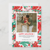 Red Poinsettia 2家族の写真クリスマス シーズンカード (正面)