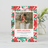 Red Poinsettia 2家族の写真クリスマス シーズンカード (スタンド正面)