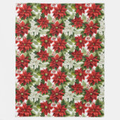 Red Poinsettia Blanket Classic Christmas Elegance フリースブランケット (正面)