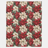 Red Poinsettia Blanket Classic Christmas Home Chic フリースブランケット (正面)
