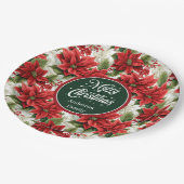 Red Poinsettia Christmas Custom Elegant Plates ペーパープレート (アングル)