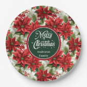 Red Poinsettia Christmas Custom Elegant Plates ペーパープレート (正面)