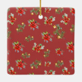 Red Poinsettia Christmas Family Photo セラミックオーナメント (裏面)