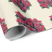 Red Poinsettia Christmas Flower On Light Yellow ラッピングペーパー (ロールコーナー)