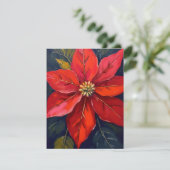 Red Poinsettia Christmas Flower Painted シーズンカード (スタンド正面)