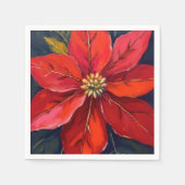 Red Poinsettia Christmas Flower Painted スタンダードカクテルナプキン (正面)