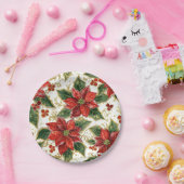 Red Poinsettia Christmas Flowers  ペーパープレート (パーティー)