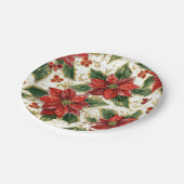 Red Poinsettia Christmas Flowers  ペーパープレート (アングル)