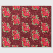 Red Poinsettia Christmas Holiday  ラッピングペーパー (フラット)