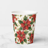 Red Poinsettia Christmas Holiday  紙コップ (裏面)