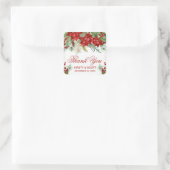Red Poinsettia Christmas Wedding Thank You Favor スクエアシール (バッグ)