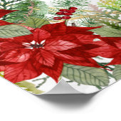 Red Poinsettia Christmas Wedding Welcome Sign ポスター (角)