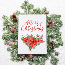 Red Poinsettia Classic Simple Merry Christmas  シーズンカード
