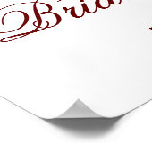 Red Poinsettia Floral Chic Bridal Shower Welcome ポスター (角)