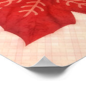 Red Poinsettia Flower Christmas Holiday Art Poster ポスター (角)