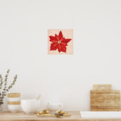 Red Poinsettia Flower Christmas Holiday Art Poster ポスター (キッチン)