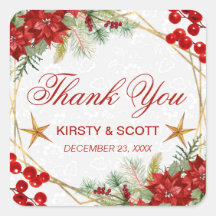 Red Poinsettia & Gold Star Christmas Wedding