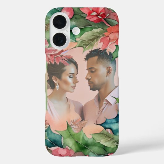 Red Poinsettia Green Hollyクリスマスファミリー写真 Case-Mate iPhoneケース (裏面)