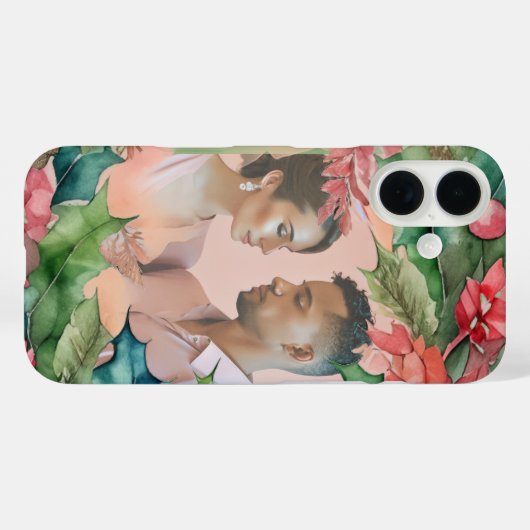 Red Poinsettia Green Hollyクリスマスファミリー写真 Case-Mate iPhoneケース (裏面 (横))