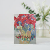 Red Poinsettia Impression #190324 Holiday Postcard シーズンポストカード (スタンド正面)