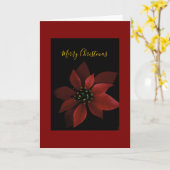 Red Poinsettia Merry Christmas  カード (黄色い花)