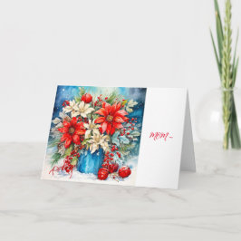 RED POINSETTIA - MOMクリスマスカード サンキューカード