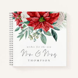 Red Poinsettia New Mr. Mrs. Guest Book ノートブック