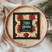 Red Poinsettia Paper Napkins Rustic Holiday Look