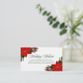 Red Poinsettia Pine Greeneryのサ結婚イト エンクロージャーカード (スタンド正面)