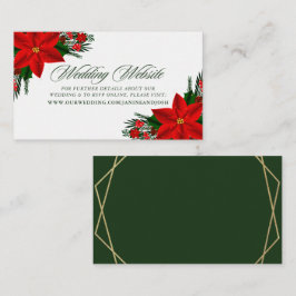 Red Poinsettia Pine Greeneryのサ結婚イト エンクロージャーカード