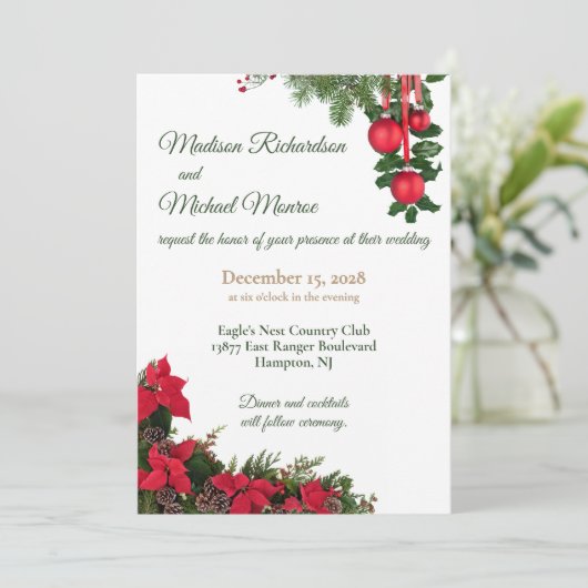 Red Poinsettia Wedding 招待状 (スタンド正面)