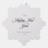 Red Poinsettia Winter Botanicals Merry Christmas オーナメントカード (裏面)